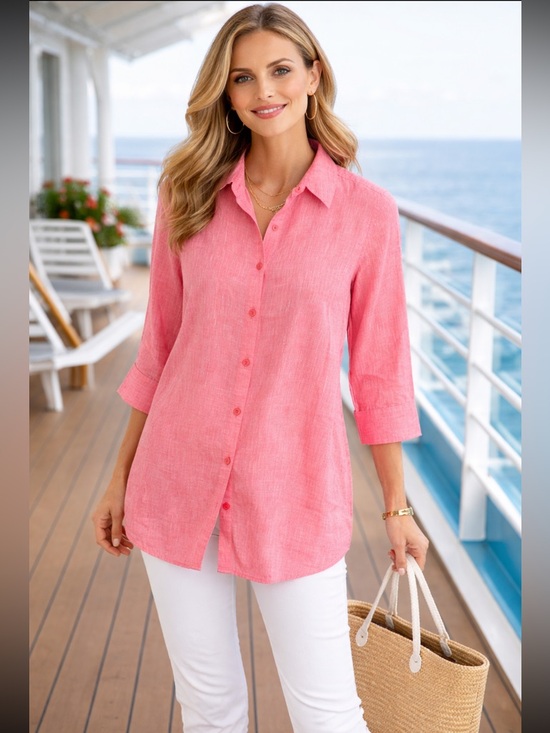 Chico's Tops - CHICO’S Size 0 Linen tunic.  So cool and breezy. tangerine color.  EUC